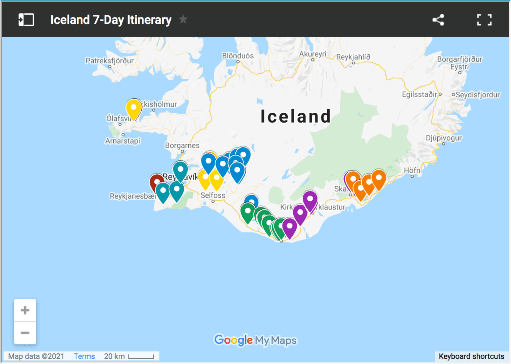 7天冰岛旅行路线图