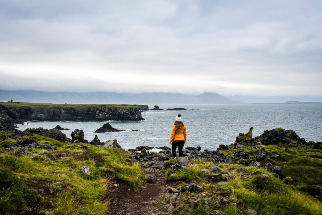 冰岛半岛的Hellnar Cliff Walk |