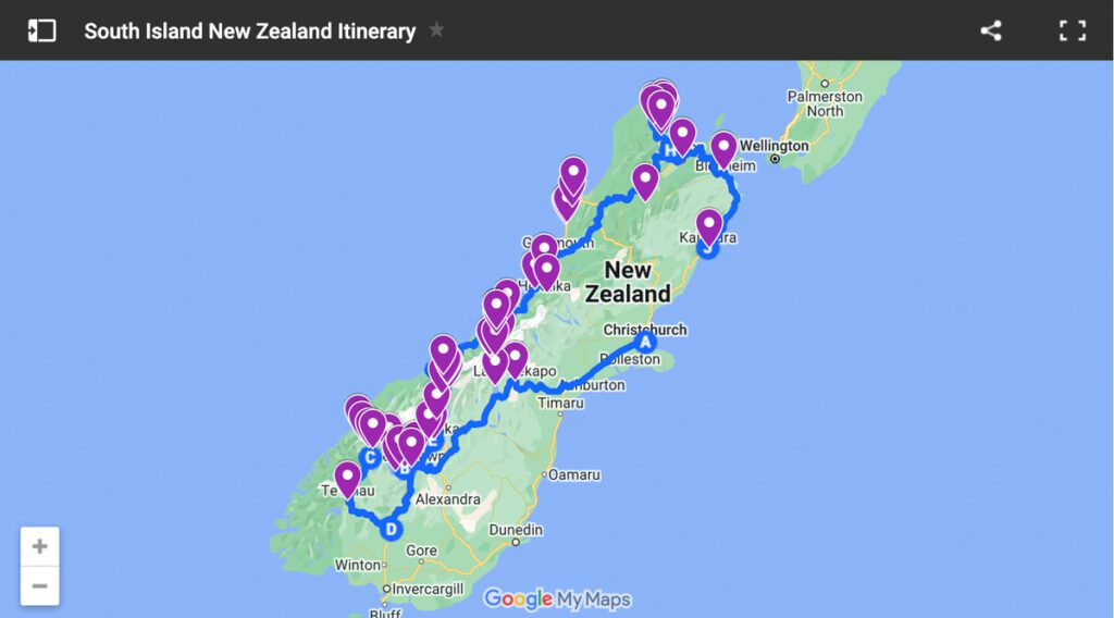 新西兰南岛地图