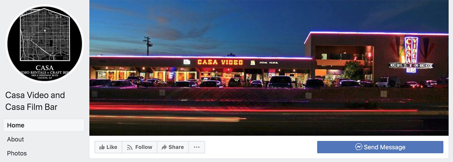 检查卡萨电影酒吧的Facebook页面的新放映