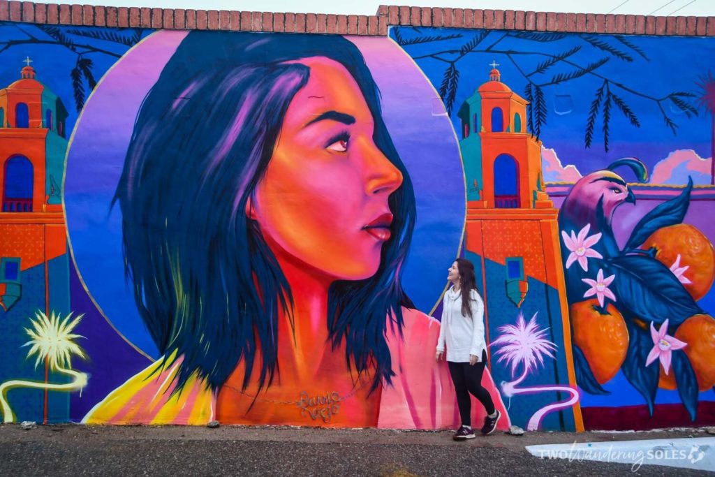 Barrio Viejo街头艺术中的女孩
