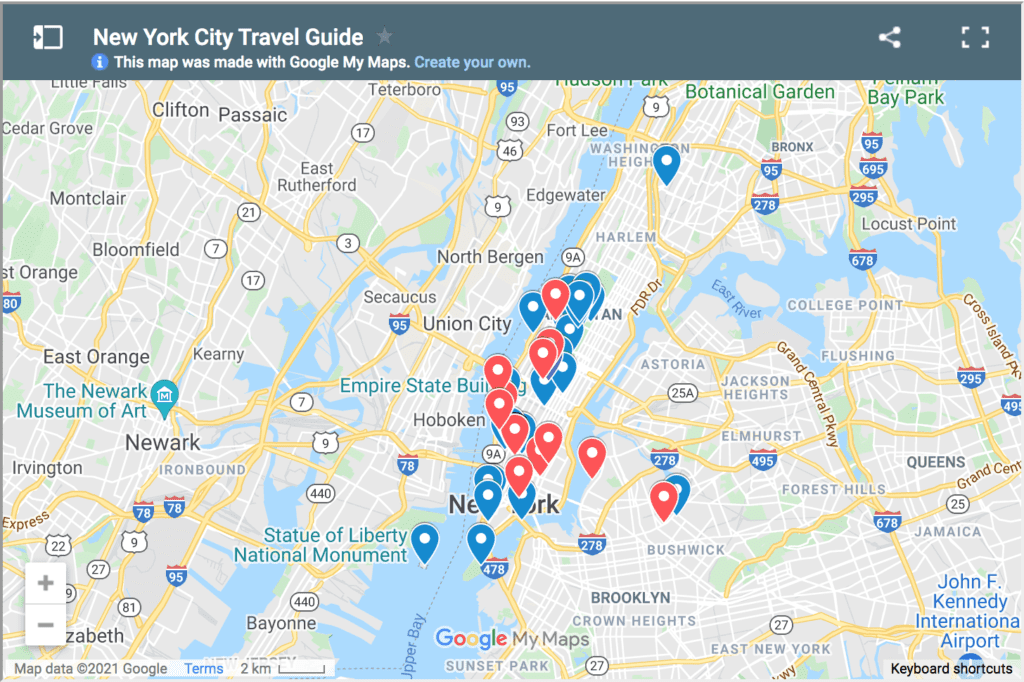 在纽约城市地图上要做的事情