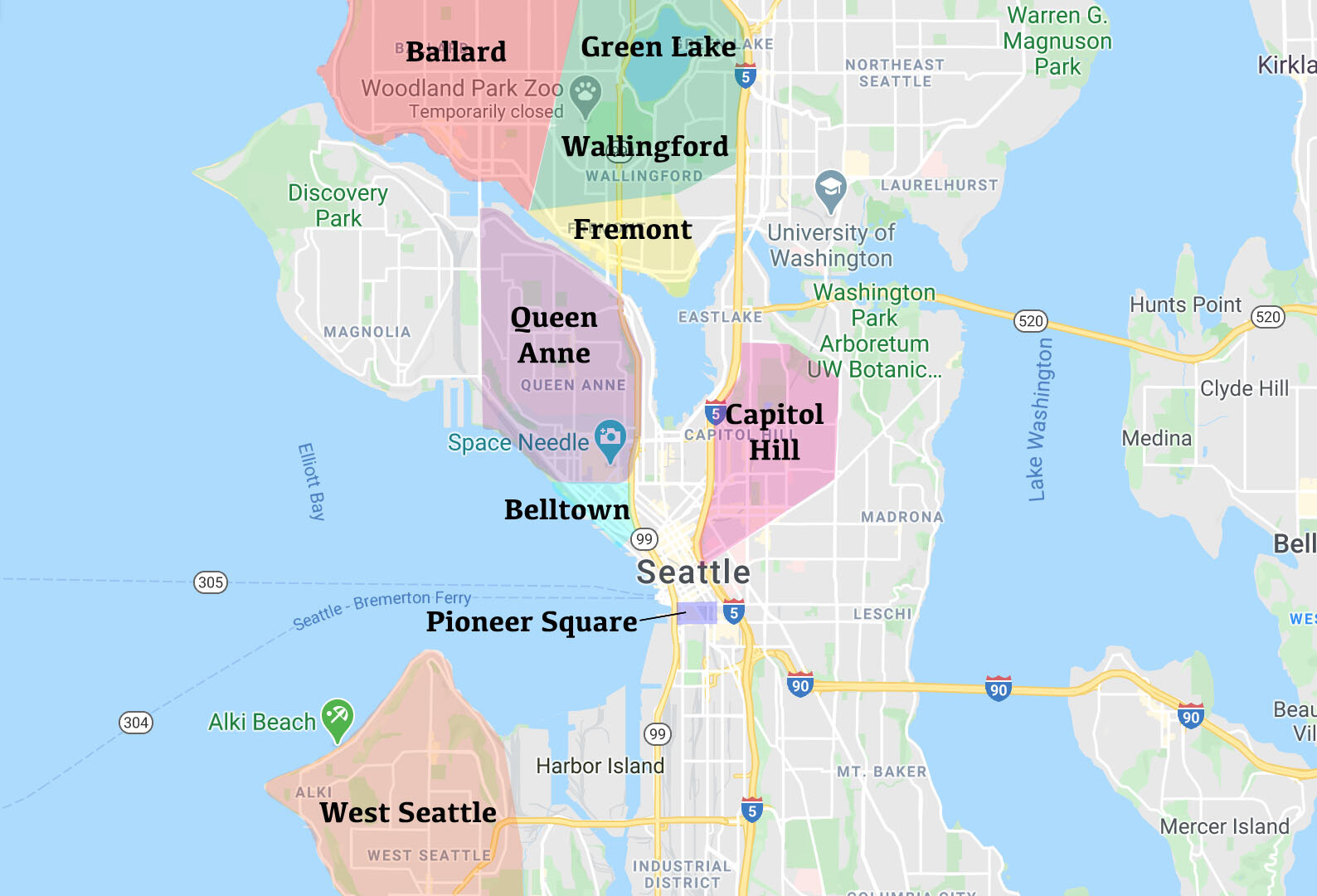 西雅图社区概览地图
