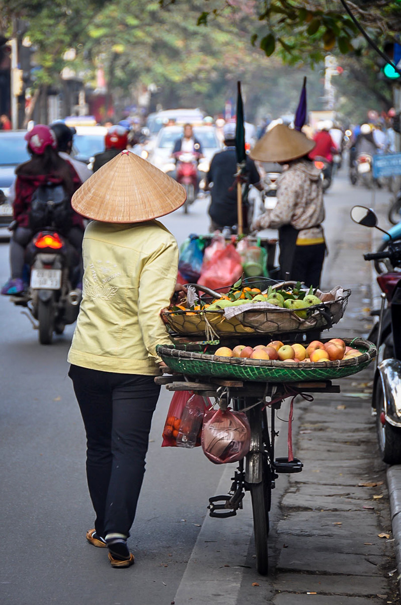 在河内要做的事|在越南河内卖水果的妇女