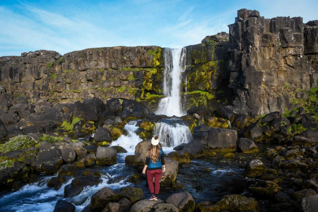 冰岛Oxararfoss瀑布
