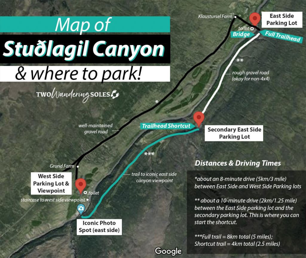 Studlagil峡谷地图