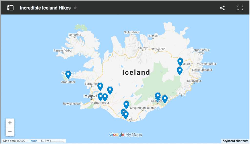 冰岛徒步地图